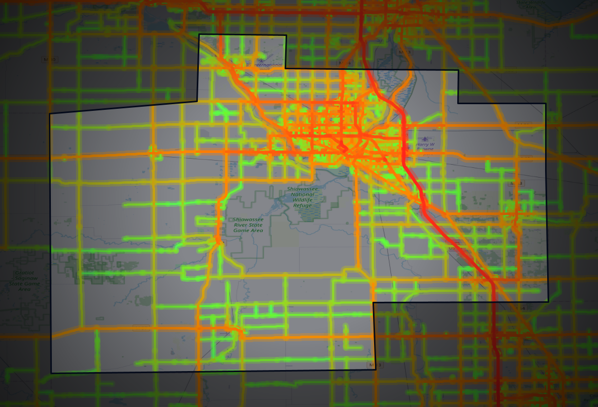 Traffic map of Saginaw, Michigan