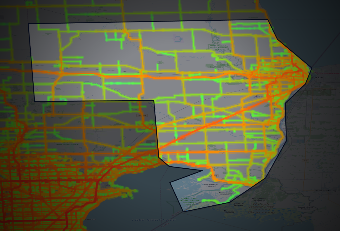 Traffic map of St. Clair, Michigan