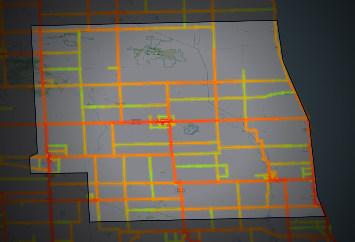 Traffic map of Sanilac, Michigan