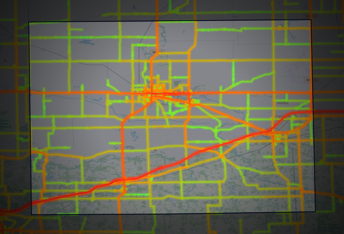 Traffic map of Shiawassee, Michigan