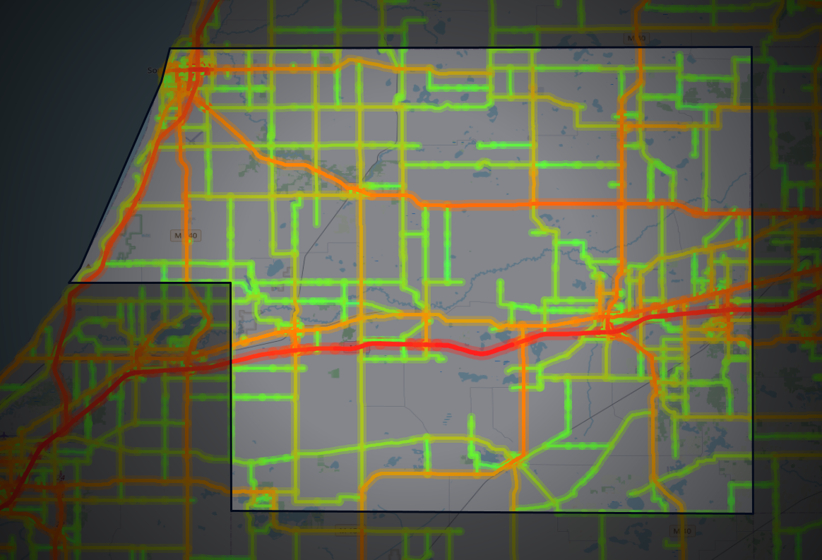 Traffic map of Van Buren, Michigan