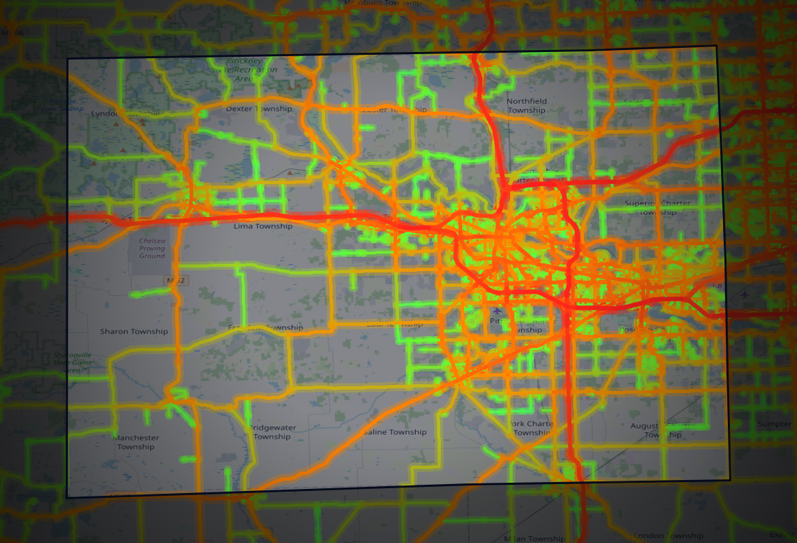 Traffic map of Washtenaw, Michigan