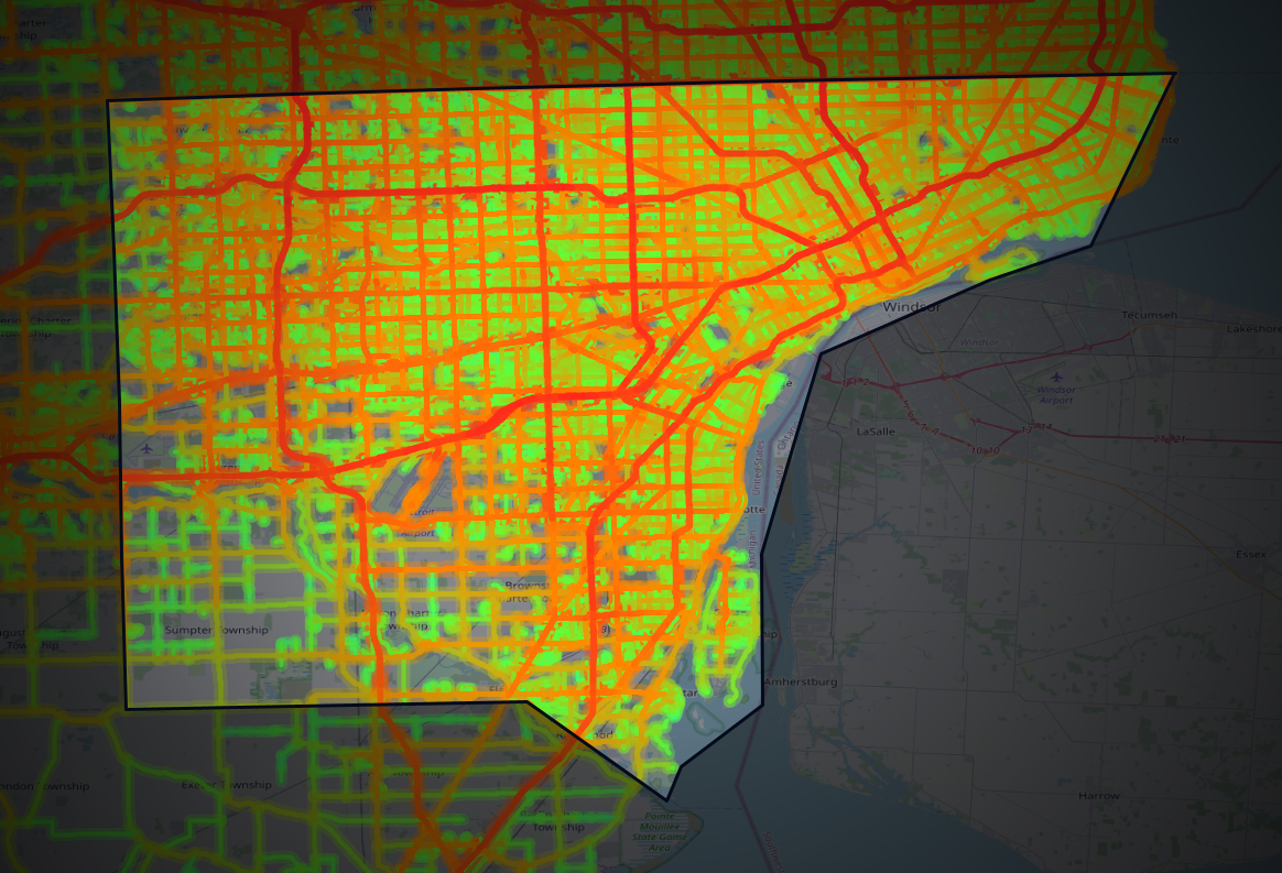 Traffic map of Wayne, Michigan