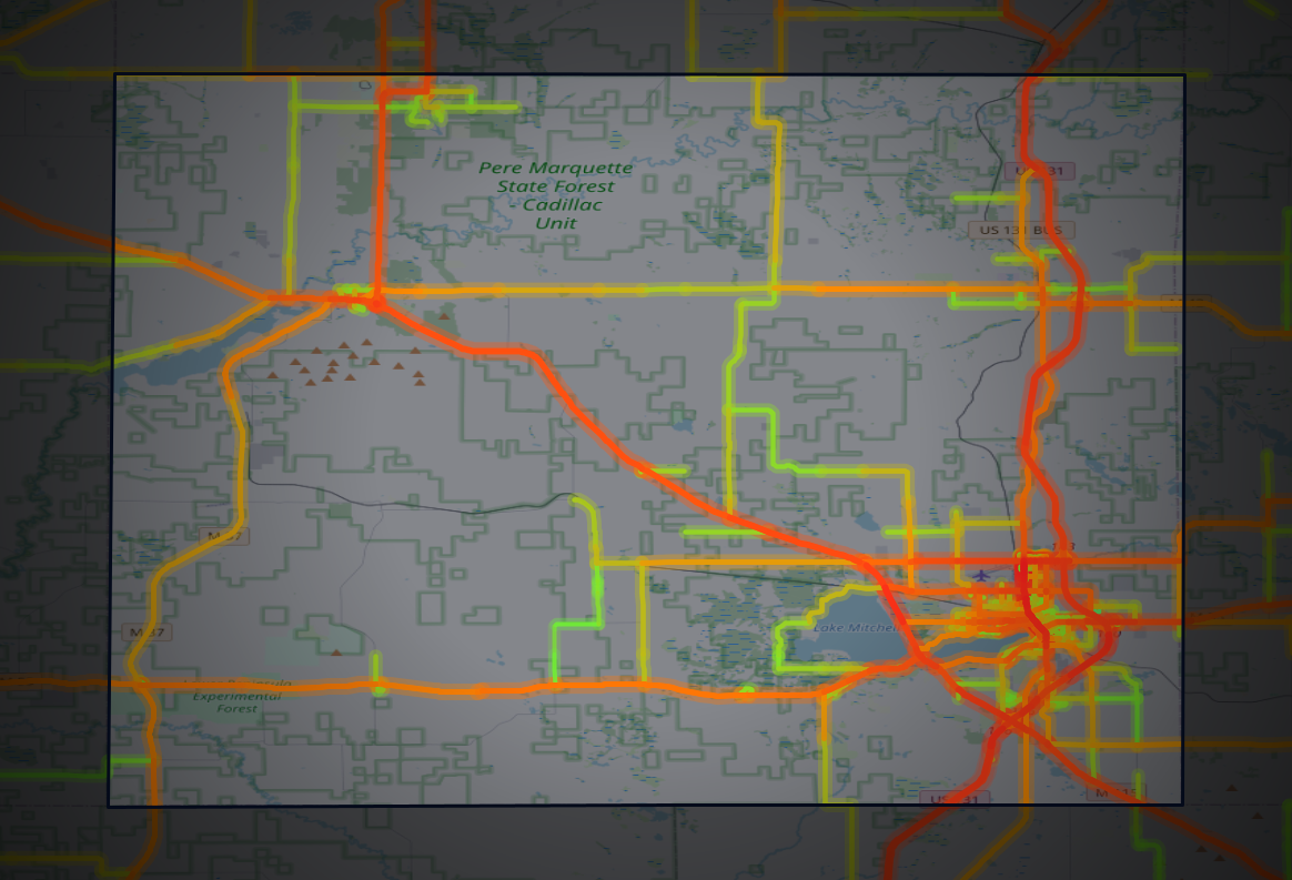 Traffic map of Wexford, Michigan
