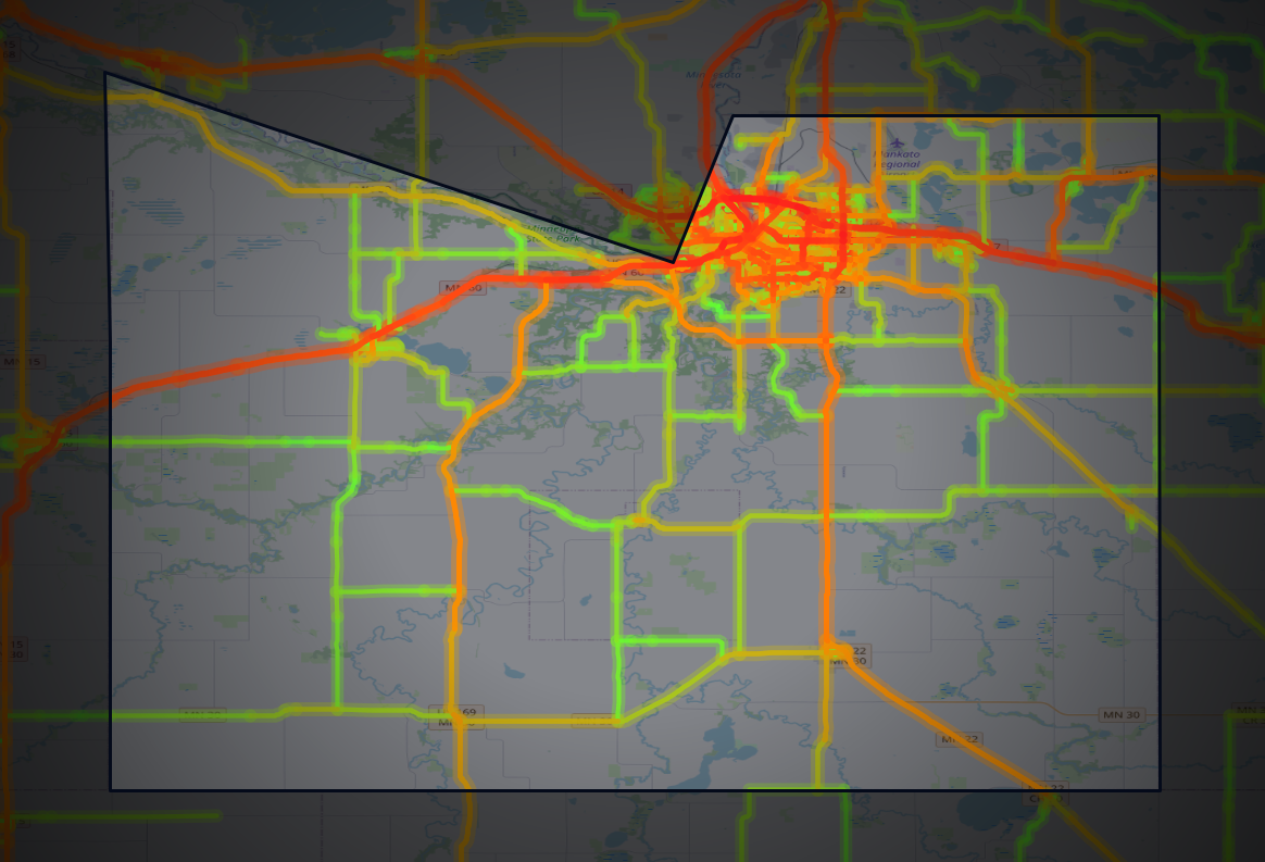 Traffic map of Blue Earth, Minnesota