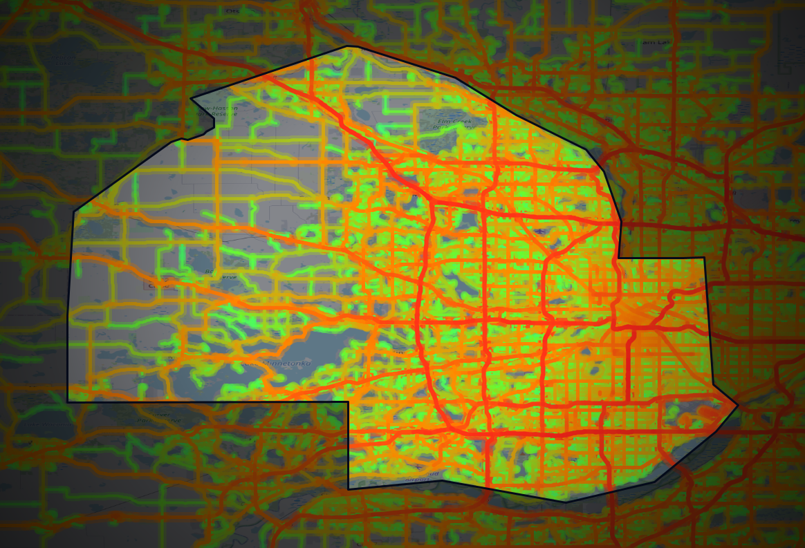Traffic map of Hennepin, Minnesota