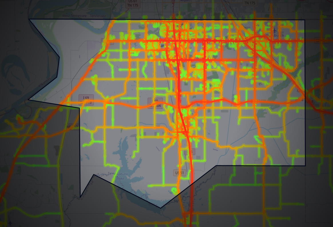 Traffic map of DeSoto, Mississippi