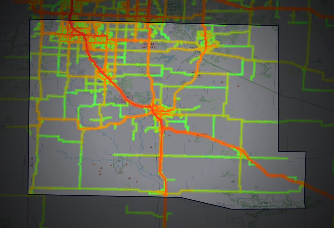 Traffic map of Cass, Missouri