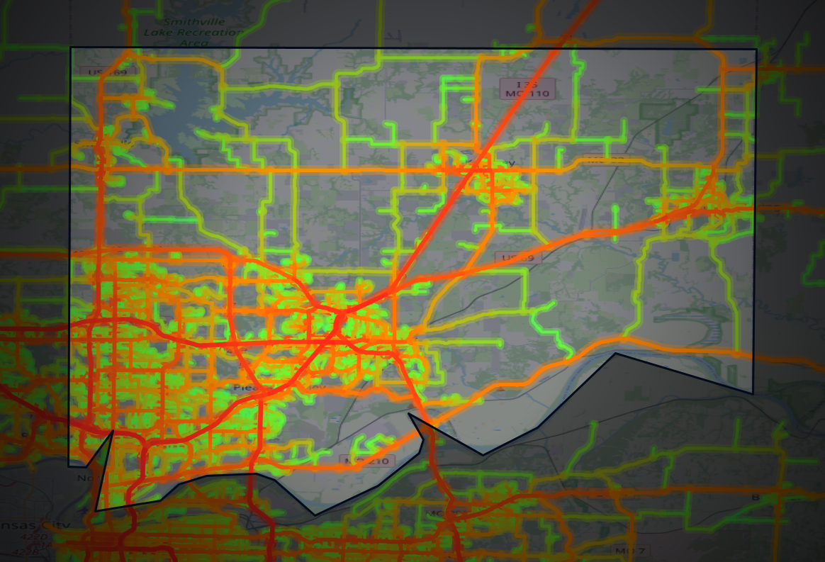 Traffic map of Clay, Missouri