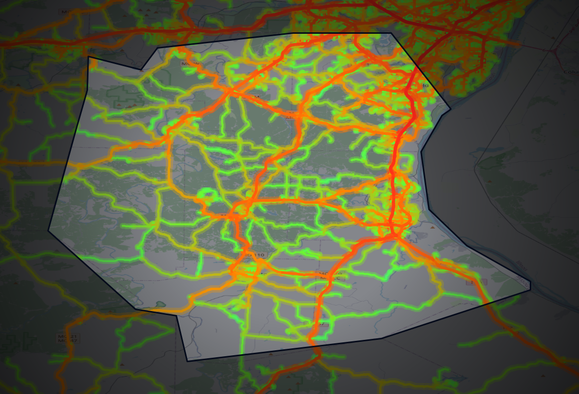 Traffic map of Jefferson, Missouri