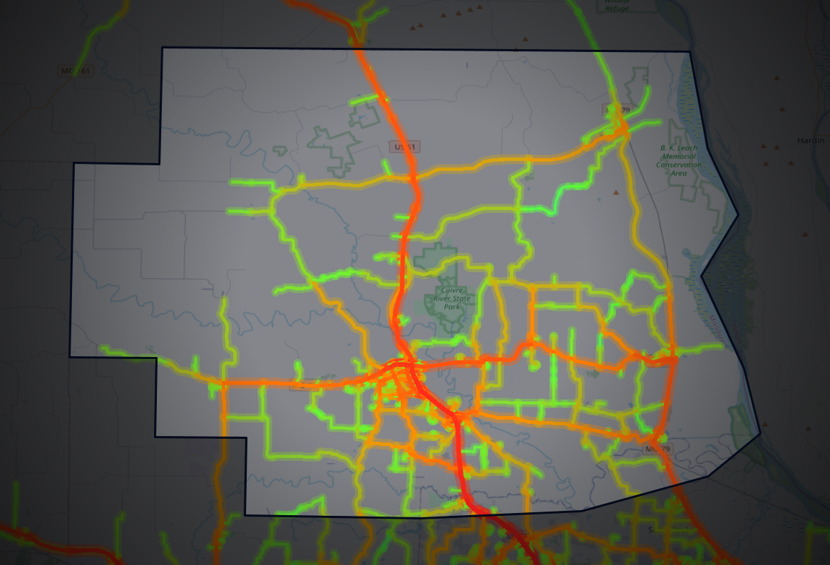 Traffic map of Lincoln, Missouri