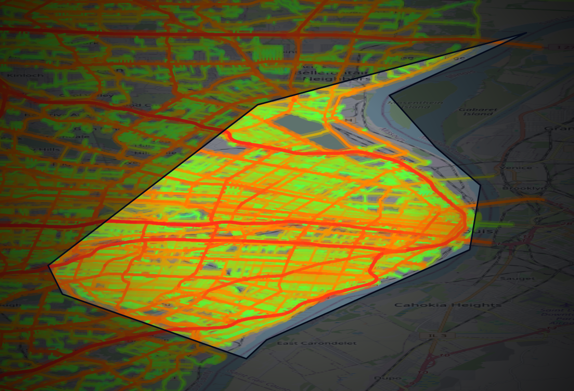 Traffic map of St. Louis, Missouri
