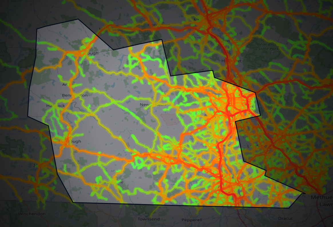 Traffic map of Hillsborough, New Hampshire