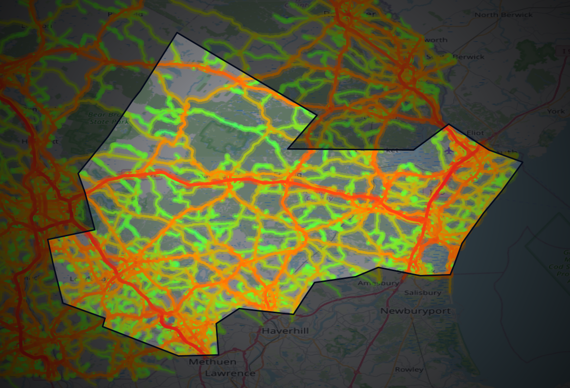 Traffic map of Rockingham, New Hampshire