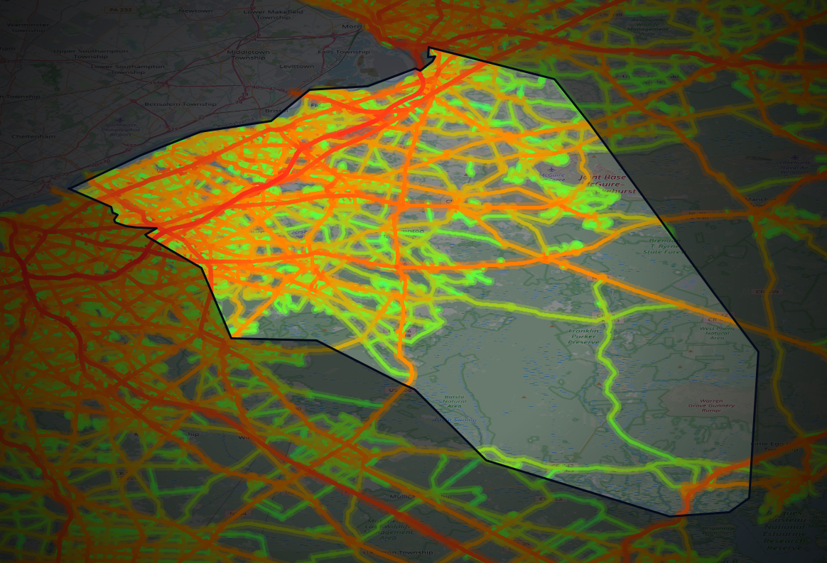 Traffic map of Burlington, New Jersey