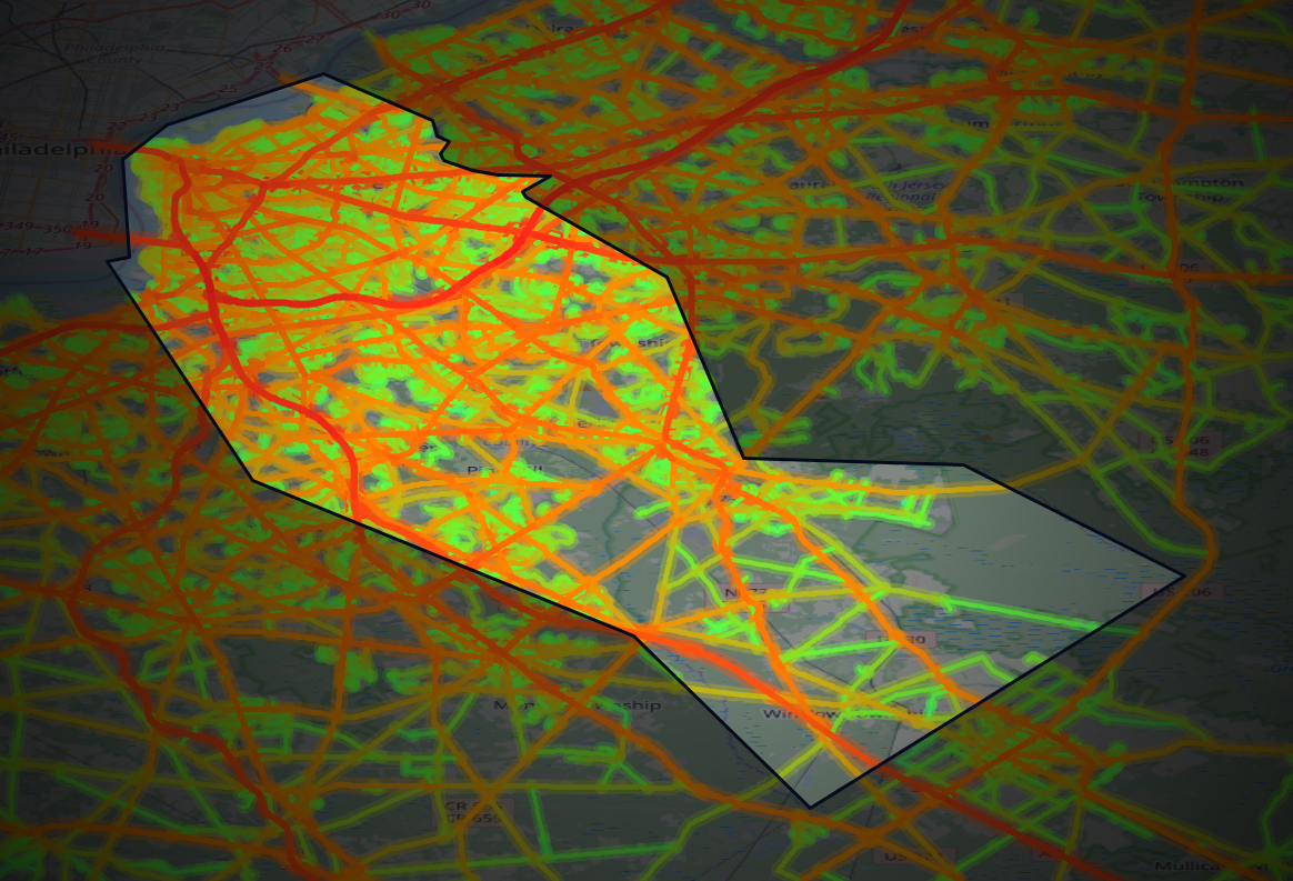 Traffic map of Camden, New Jersey