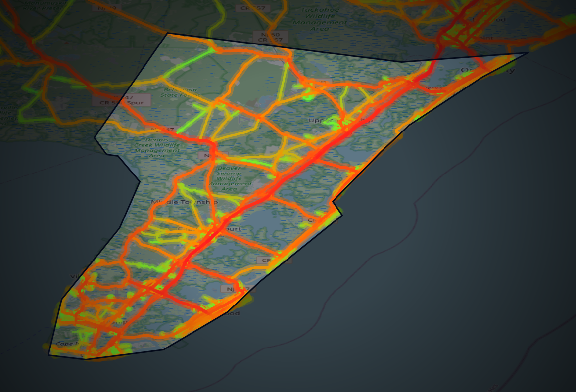 Traffic map of Cape May, New Jersey