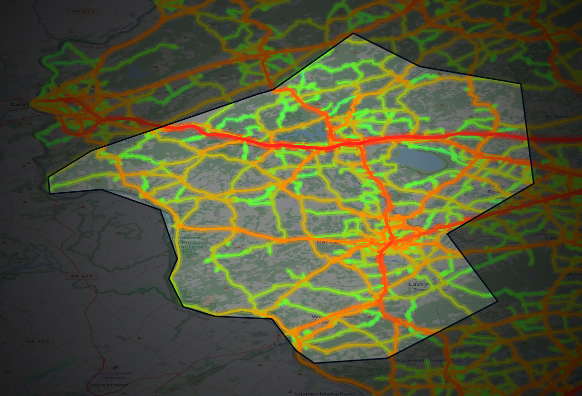 Traffic map of Hunterdon, New Jersey