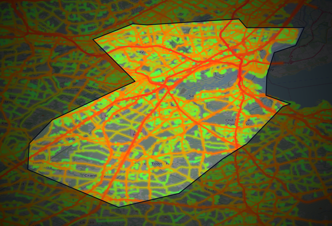 Traffic map of Middlesex, New Jersey