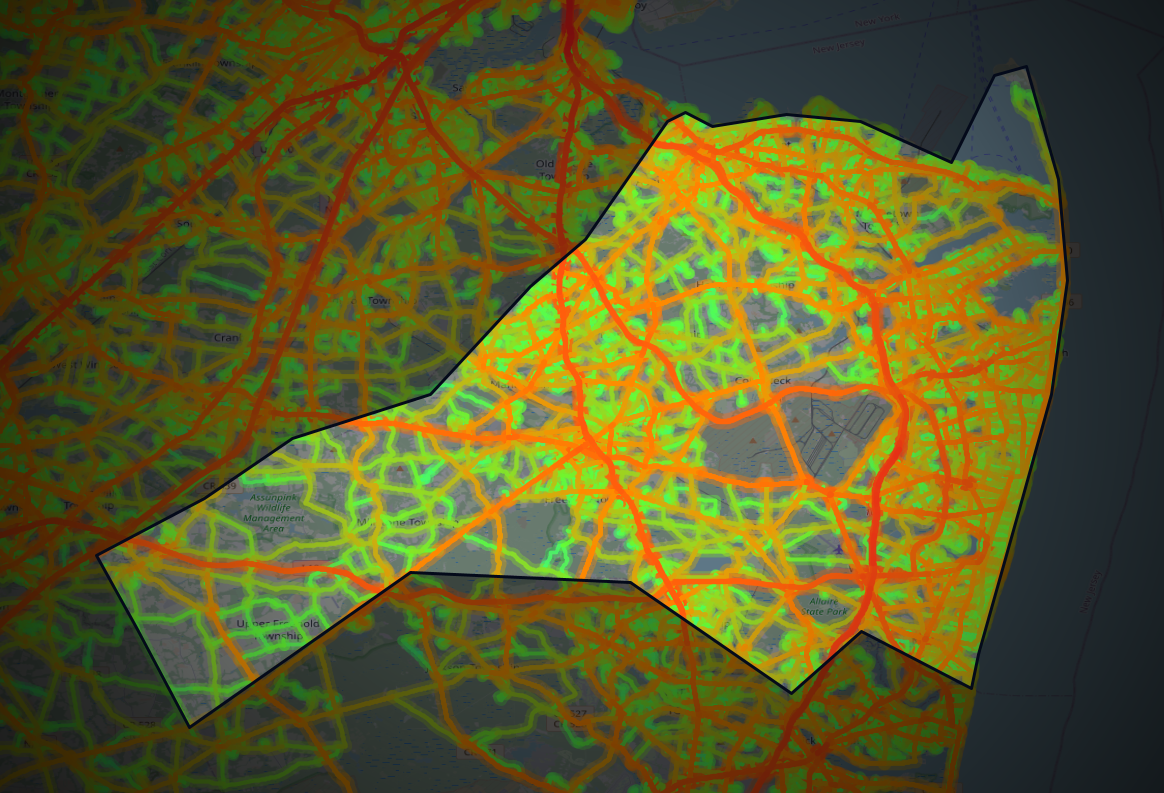 Traffic map of Monmouth, New Jersey