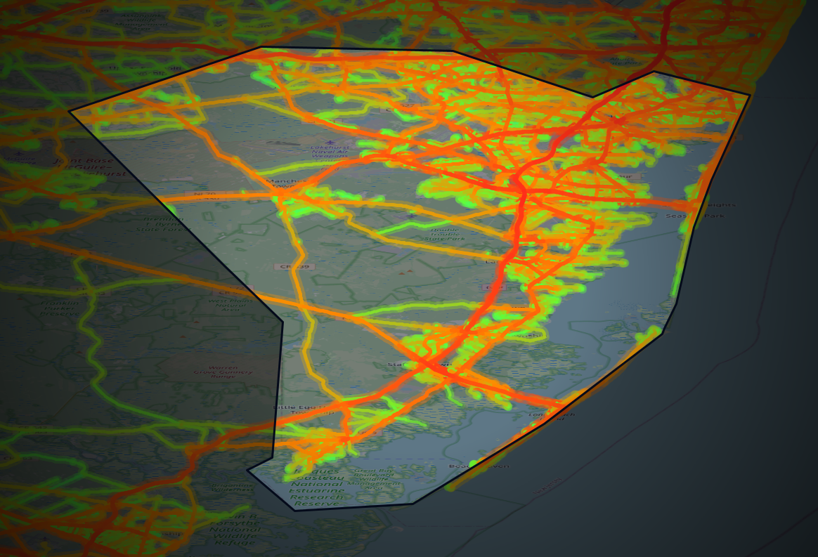 Traffic map of Ocean, New Jersey