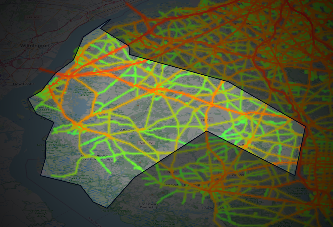 Traffic map of Salem, New Jersey