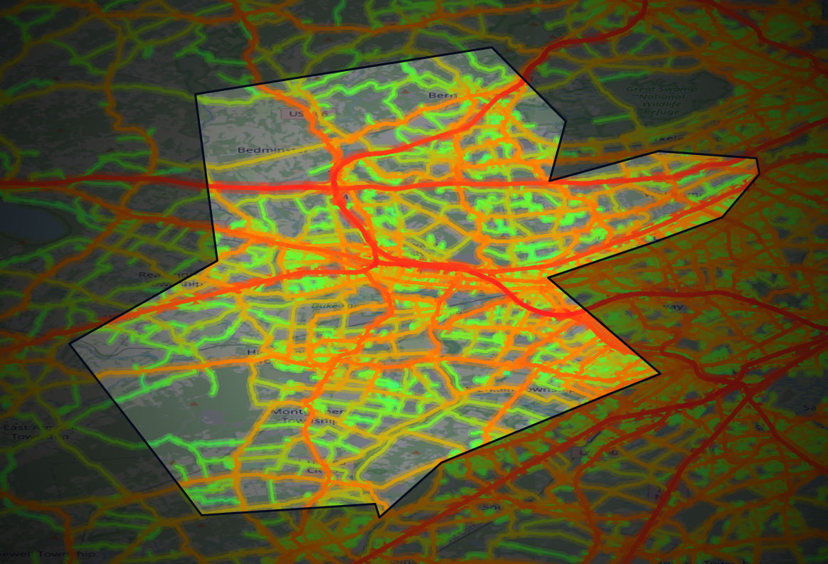 Traffic map of Somerset, New Jersey