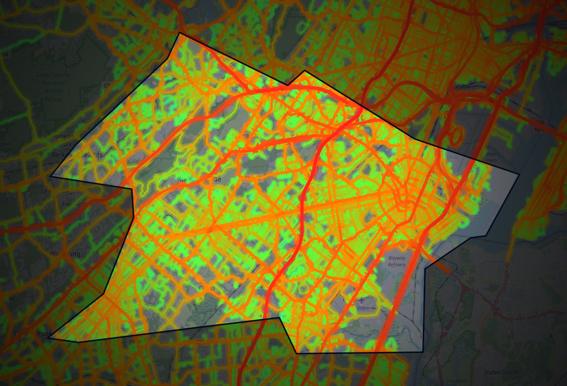 Traffic map of Union, New Jersey