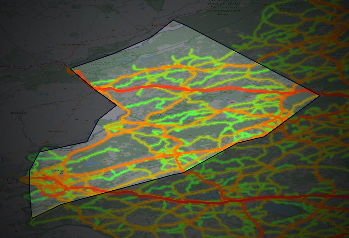 Traffic map of Warren, New Jersey