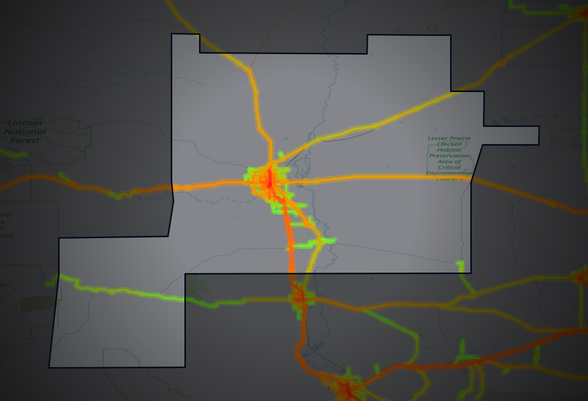 Traffic map of Chaves, New Mexico