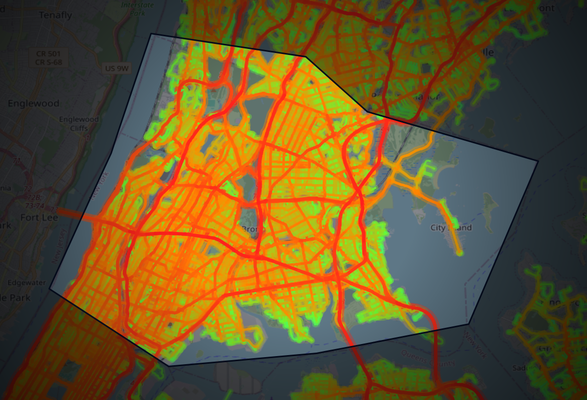 Traffic map of Bronx, New York