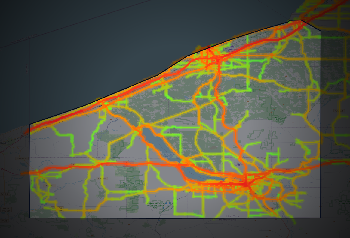 Traffic map of Chautauqua, New York