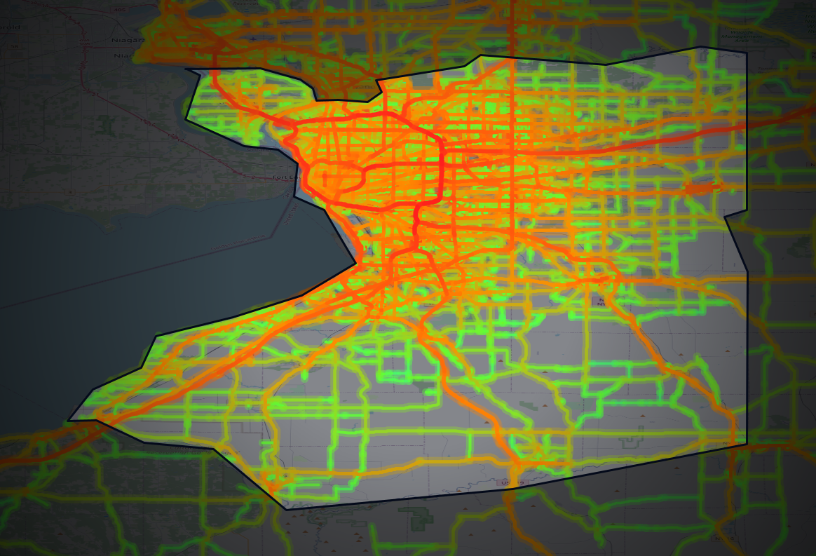 Traffic map of Erie, New York