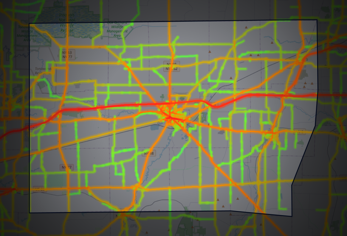 Traffic map of Genesee, New York