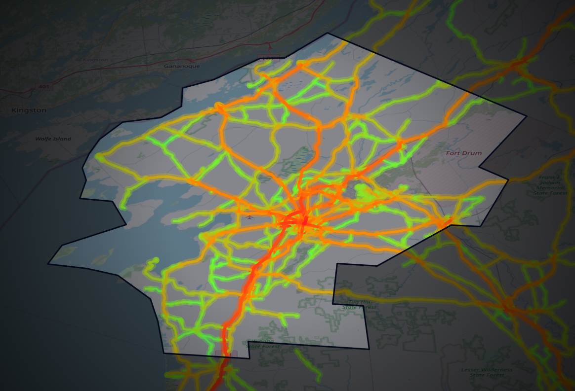 Traffic map of Jefferson, New York
