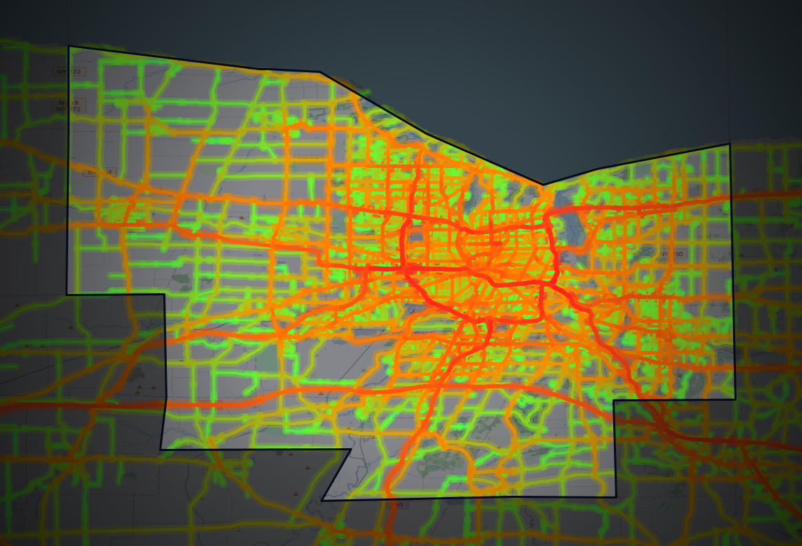 Traffic map of Monroe, New York