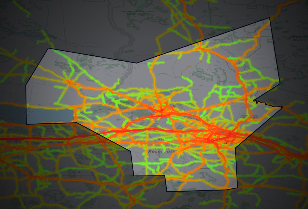 Traffic map of Oneida, New York