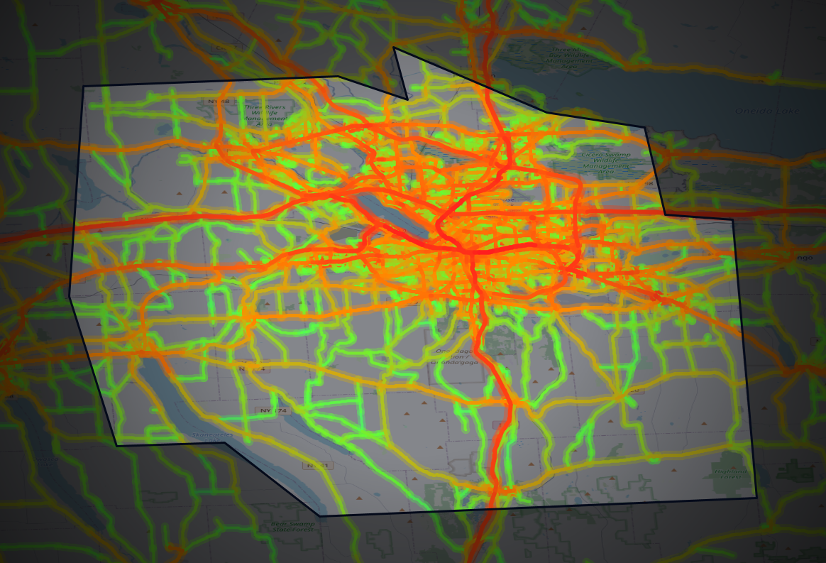 Traffic map of Onondaga, New York