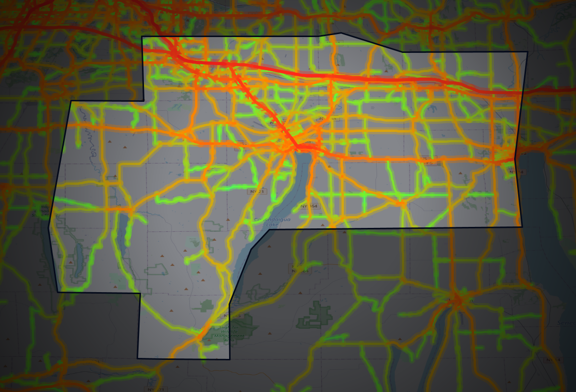 Traffic map of Ontario, New York