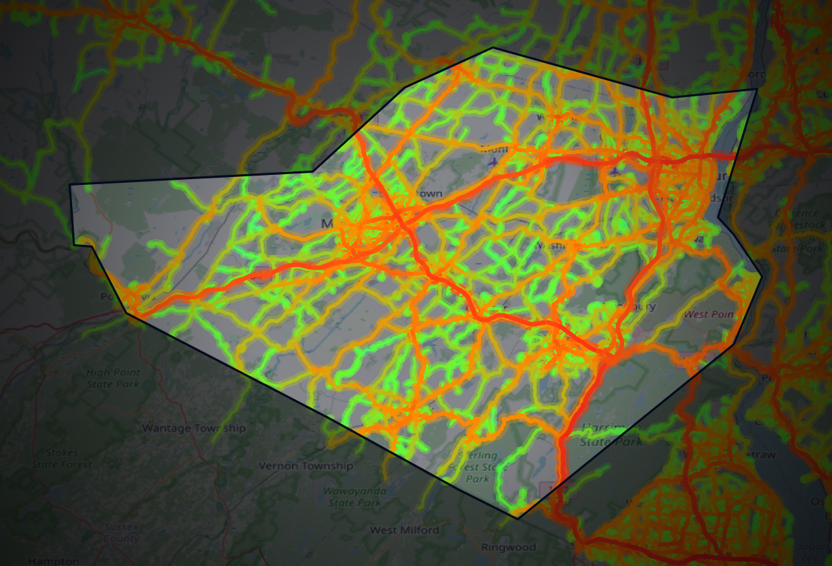 Traffic map of Orange, New York