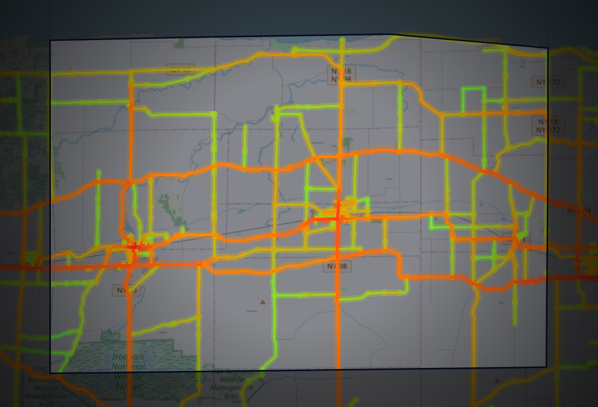 Traffic map of Orleans, New York