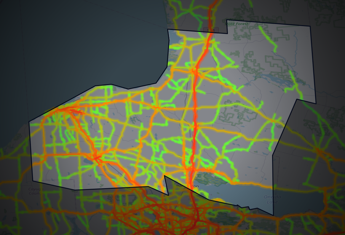 Traffic map of Oswego, New York