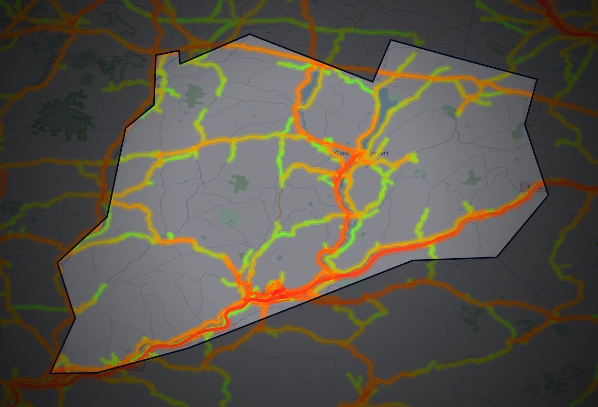 Traffic map of Otsego, New York