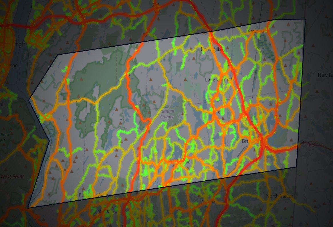Traffic map of Putnam, New York