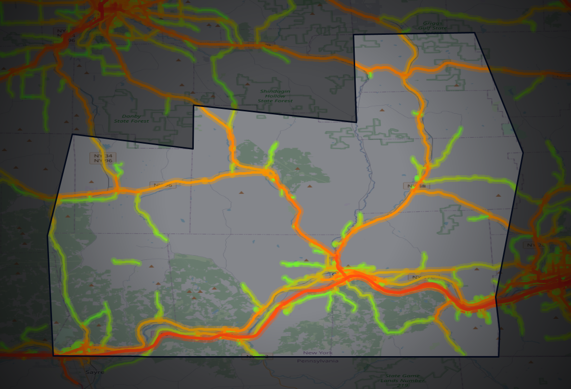 Traffic map of Tioga, New York