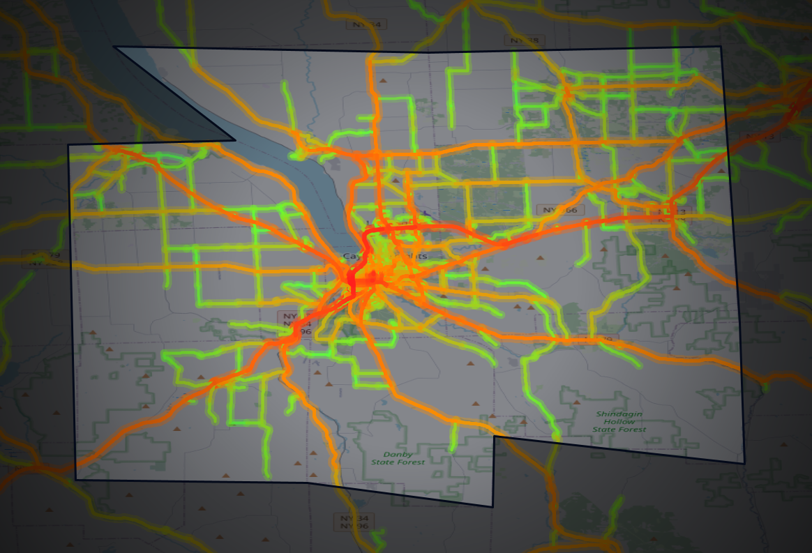 Traffic map of Tompkins, New York