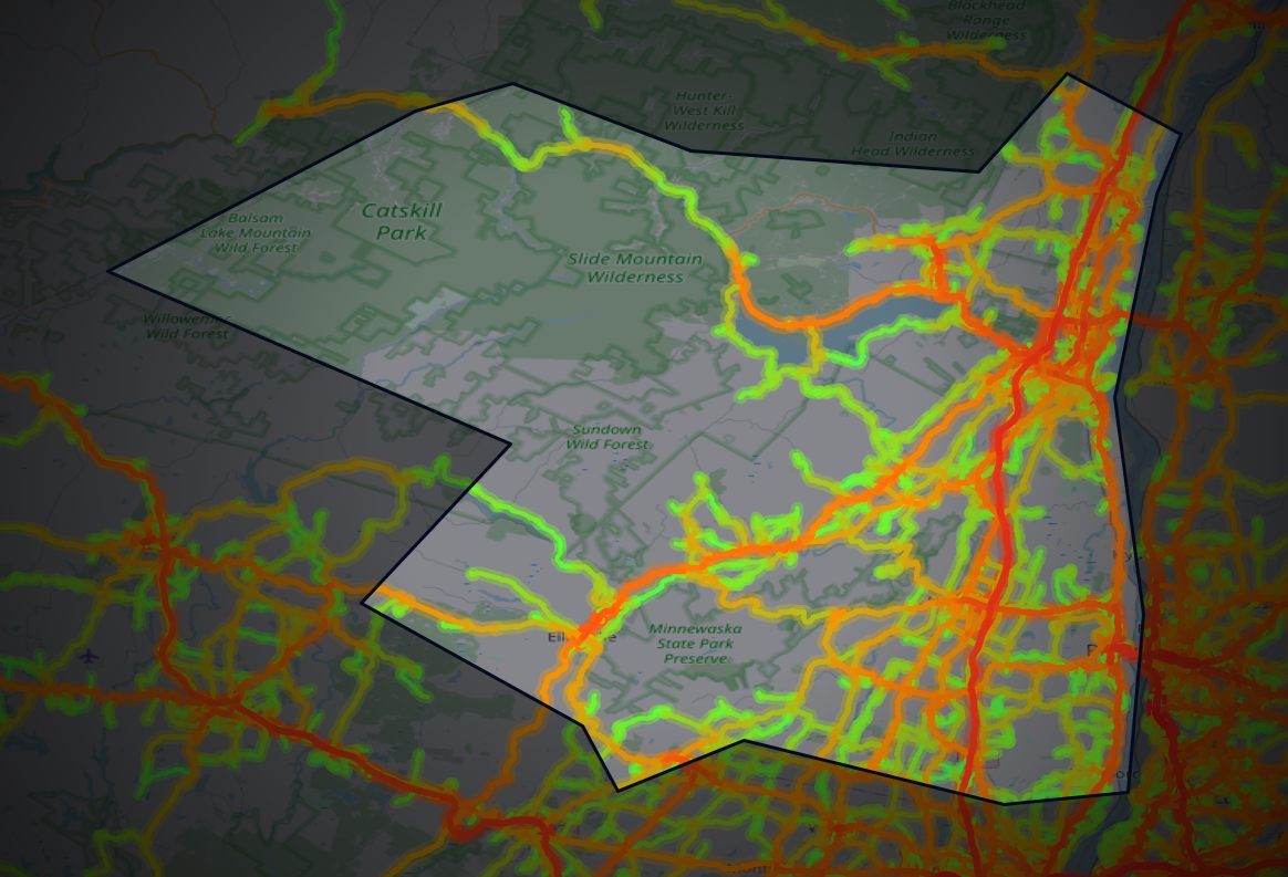Traffic map of Ulster, New York