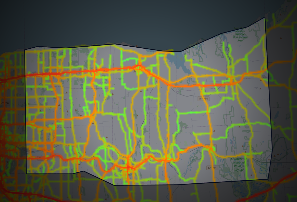 Traffic map of Wayne, New York
