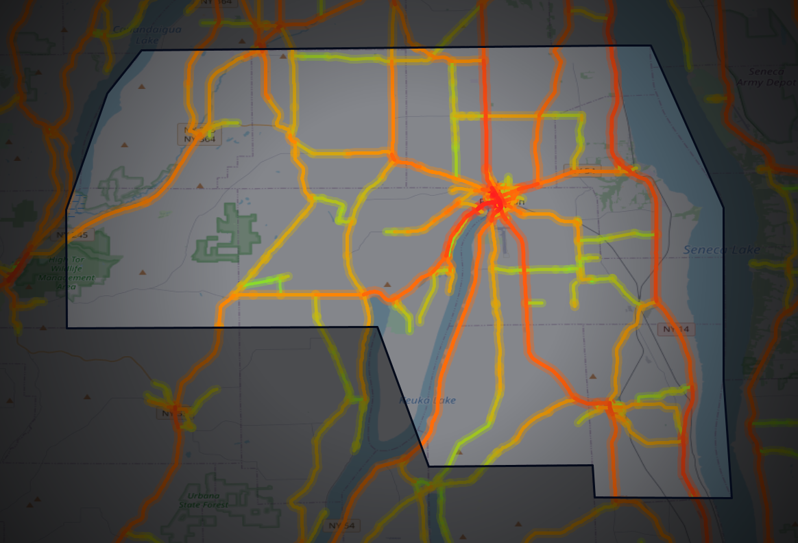 Traffic map of Yates, New York