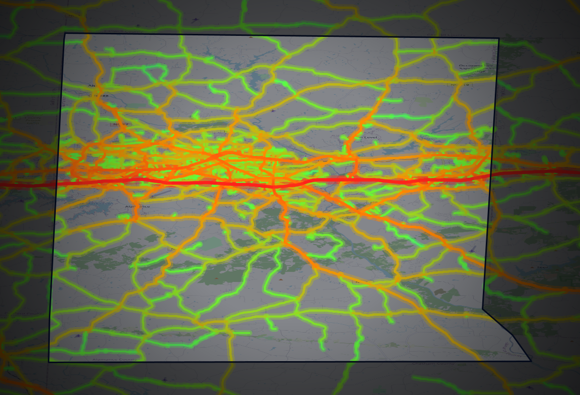 Traffic map of Alamance, North Carolina